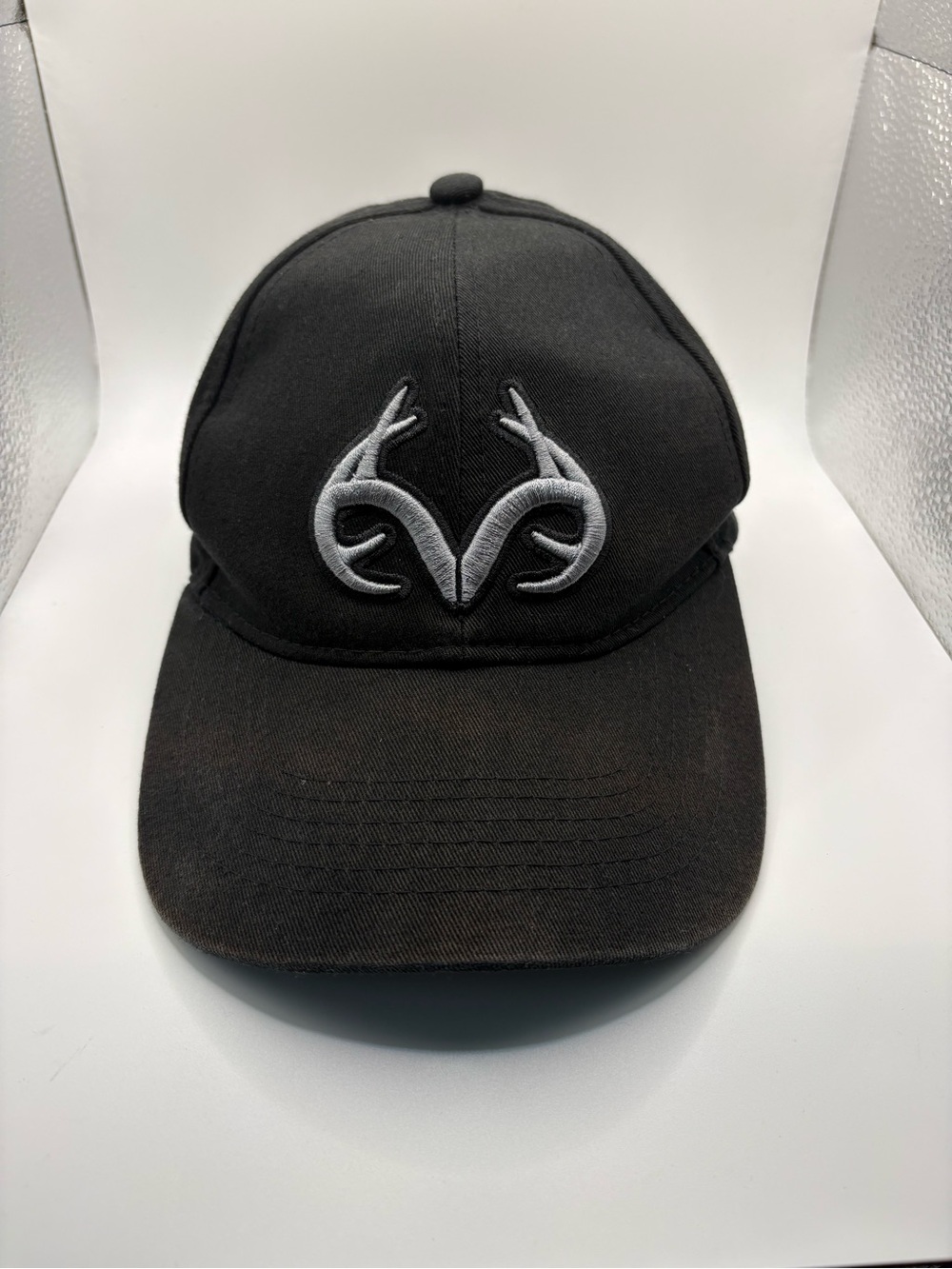 Realtree Outfitters Black Gray Logo Snapback Hunting Hat Cap